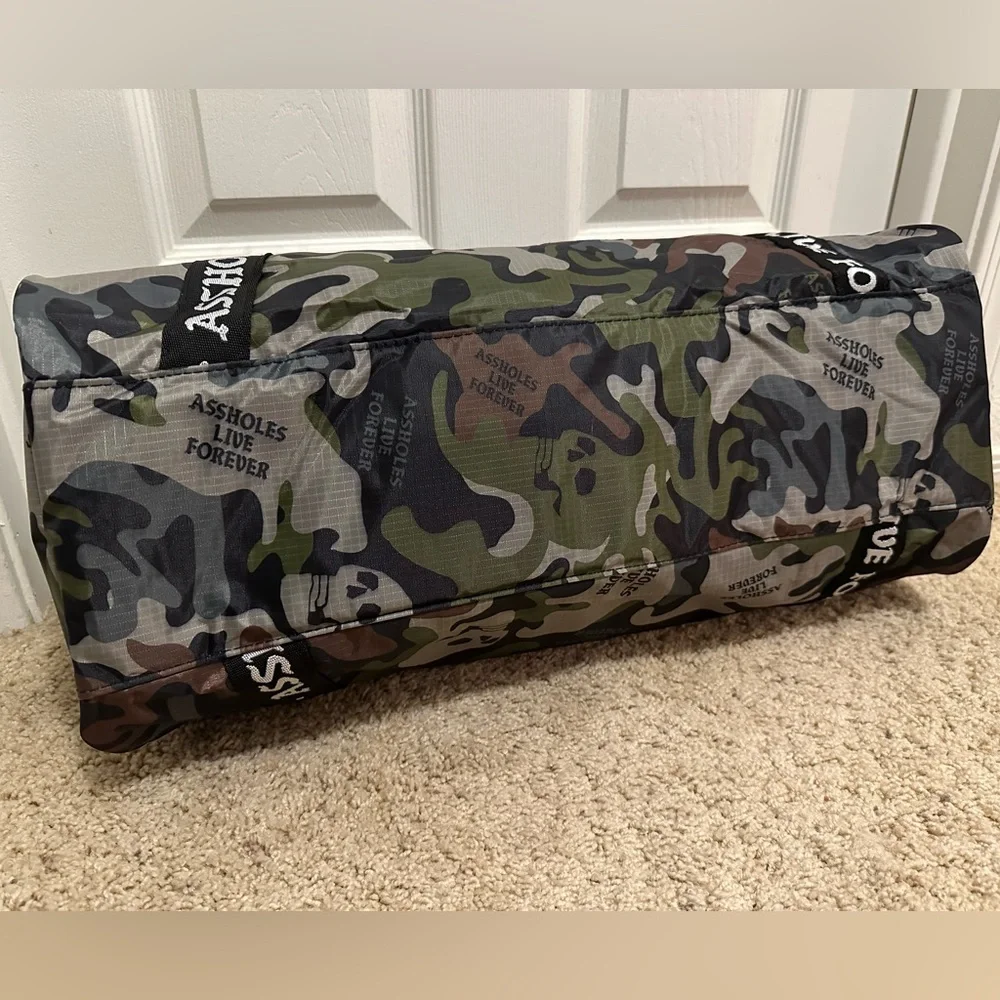 Assholes Live Forever Emotional Baggage Skull Camo Mini Duffle Bag